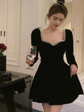 BXOXO party look inspos Vintage Evening Party Velvet Mini Dresses for Woman Elegant Fashion Wedding Birthday Prom Robe Autumn Long Sleeve Female Clothes